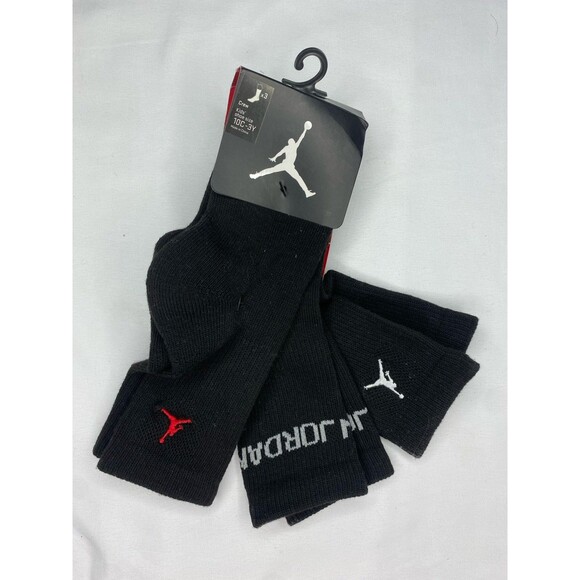 Nike Air Jordan Jumpman Kids Boy's Quarter Socks. SZ 10C-3Y 3 Pack Sock - Picture 1 of 4
